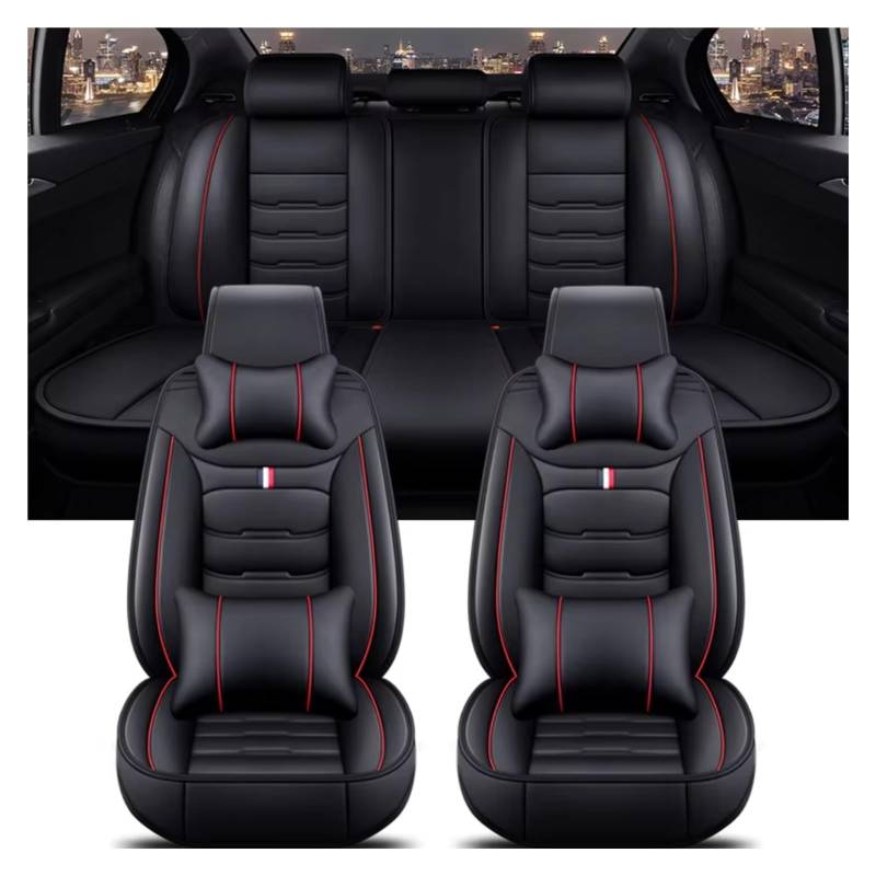 OUVECR Sitzbezüge Auto Für Jeep Alle Automodelle Für Kompass Für Grand Für Cherokee Für Commander Für Wrangler JK Auto Auto Sitz Abdeckung Auto Sitzbezüge(J Black Red 5 Seat) von OUVECR