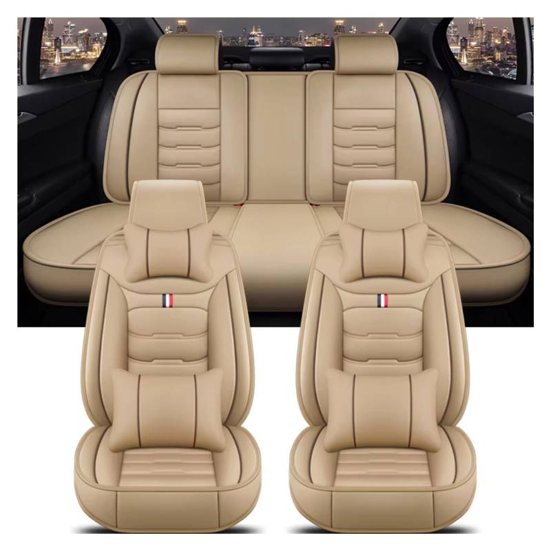 OUVECR Sitzbezüge Auto Für Jeep Alle Automodelle Für Kompass Für Grand Für Cherokee Für Commander Für Wrangler JK Auto Auto Sitz Abdeckung Auto Sitzbezüge(N Beige 5 Seat) von OUVECR