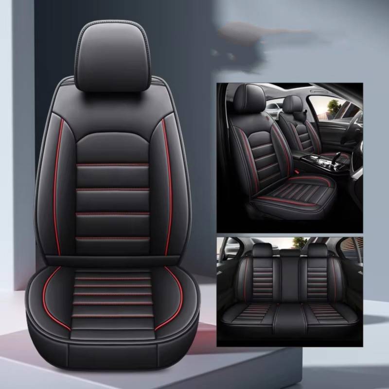 OUVECR Sitzbezüge Auto Für Jeep Für Wrangler Für Gladiator Für Patriot Für Cherokee Sitzschutz Autositzbezug Auto Sitzbezüge(C Black red 5seat) von OUVECR