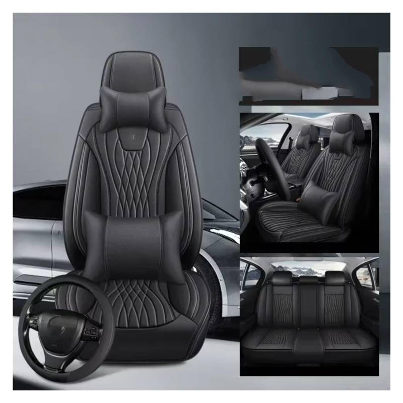 OUVECR Sitzbezüge Auto Für Lixiang L6 L7 L8 L9 Für Zeekr 001 007 Auto Zubehör Vollständige Abdeckung Pu Leder Auto Sitz Abdeckung Auto Sitzbezüge(I Black 5 Seat) von OUVECR