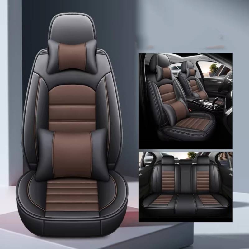 OUVECR Sitzbezüge Auto Für Serie A4 B6 B7 B8 B9 B6L BE2 BH7 BKH Details Für Autoinnenraum, Sitzschutz-Stil, Autositzbezug Auto Sitzbezüge(I Black Coffee 5seat) von OUVECR