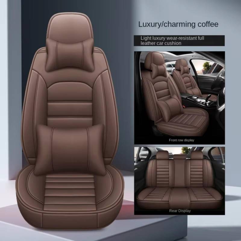 OUVECR Sitzbezüge Auto Für Serie A4 B6 B7 B8 B9 B6L BE2 BH7 BKH Details Für Autoinnenraum, Sitzschutz-Stil, Autositzbezug Auto Sitzbezüge(J Coffee 5seat) von OUVECR