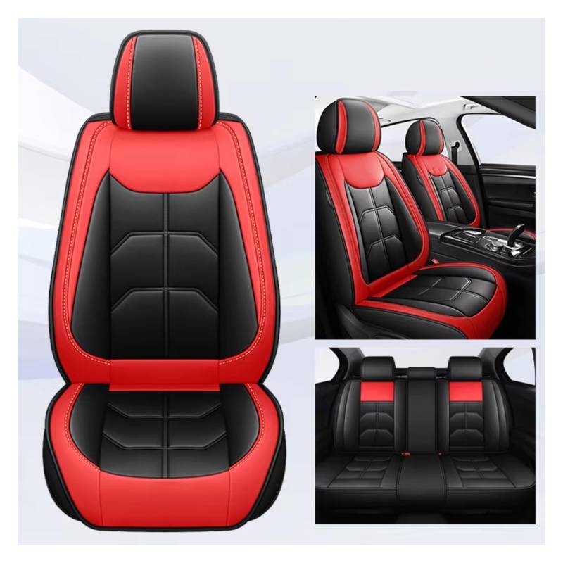 OUVECR Sitzbezüge Auto Für Toyota Für Corolla Für Yaris Für Prius Für Vios Für Kluger Für Sequoia Für Rush Für Avalon Für Avanza Auto Sitzbezug Auto Sitzbezüge(D Black Red 5 Seat) von OUVECR