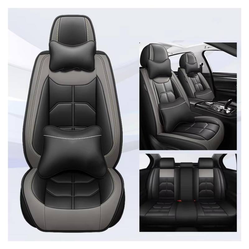 OUVECR Sitzbezüge Auto Für Toyota Für Corolla Für Yaris Für Prius Für Vios Für Kluger Für Sequoia Für Rush Für Avalon Für Avanza Auto Sitzbezug Auto Sitzbezüge(O Black Grey 5 Seat) von OUVECR