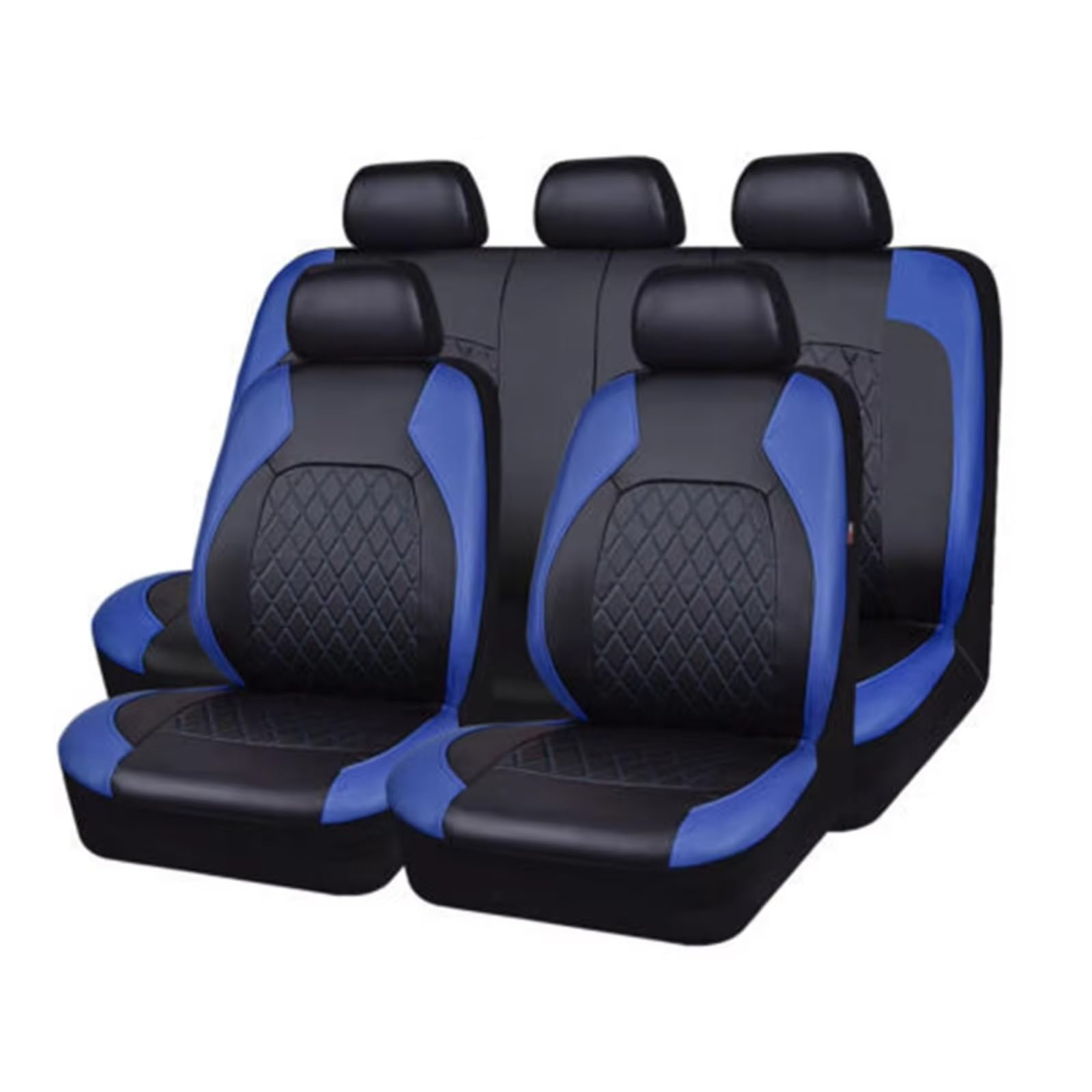 OUVECR Sitzbezüge Auto Für X3 X4 X5 X6 X6M E46 E90 E93 Autositzbezug-Set PU-Leder Autozubehör Sitzschutz Auto Sitzbezüge(N 5Seats-Blue) von OUVECR