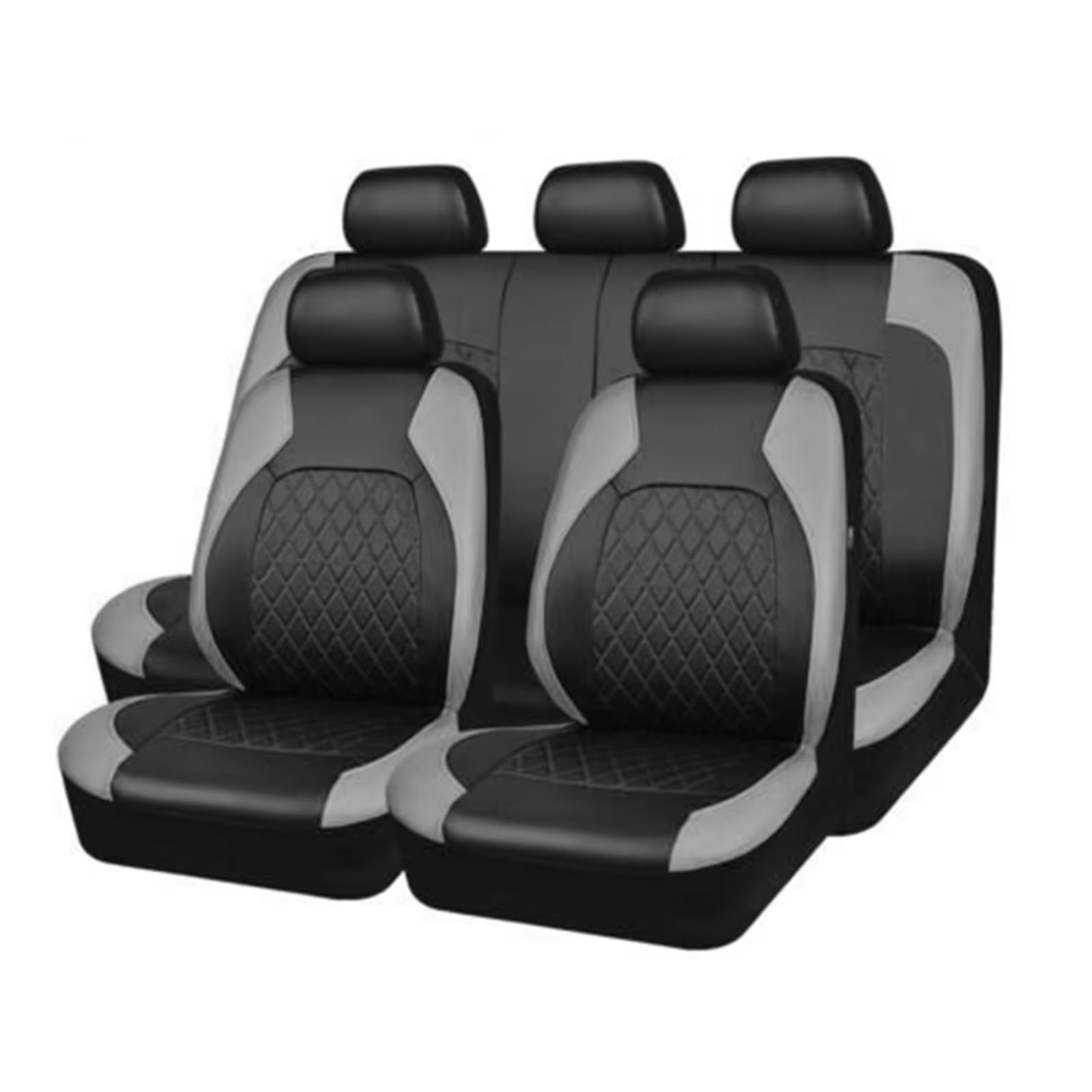 OUVECR Sitzbezüge Auto Für X3 X4 X5 X6 X6M E46 E90 E93 Autositzbezug-Set PU-Leder Autozubehör Sitzschutz Auto Sitzbezüge(O 5Seats-Grey) von OUVECR