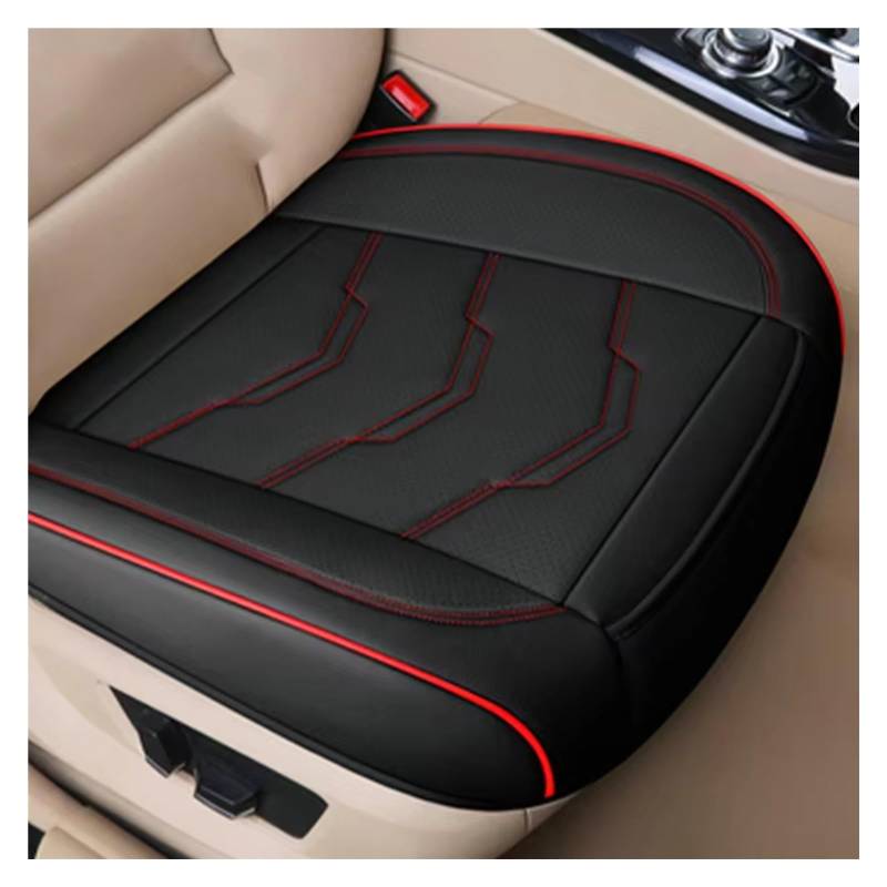 OUVECR Sitzbezüge Auto Luxus-Autositzbezug PU-Leder Sitzkissenbezüge Universelle Auto-Innensitze Schutzpolster Matte Für Vier Jahreszeiten Auto Sitzbezüge(1pc Front Black red) von OUVECR