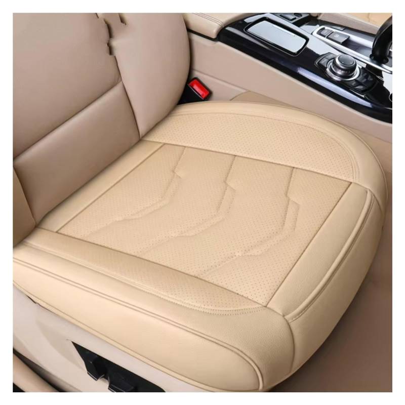 OUVECR Sitzbezüge Auto Luxus-Autositzbezug PU-Leder Sitzkissenbezüge Universelle Auto-Innensitze Schutzpolster Matte Für Vier Jahreszeiten Auto Sitzbezüge(1pc Front beige) von OUVECR