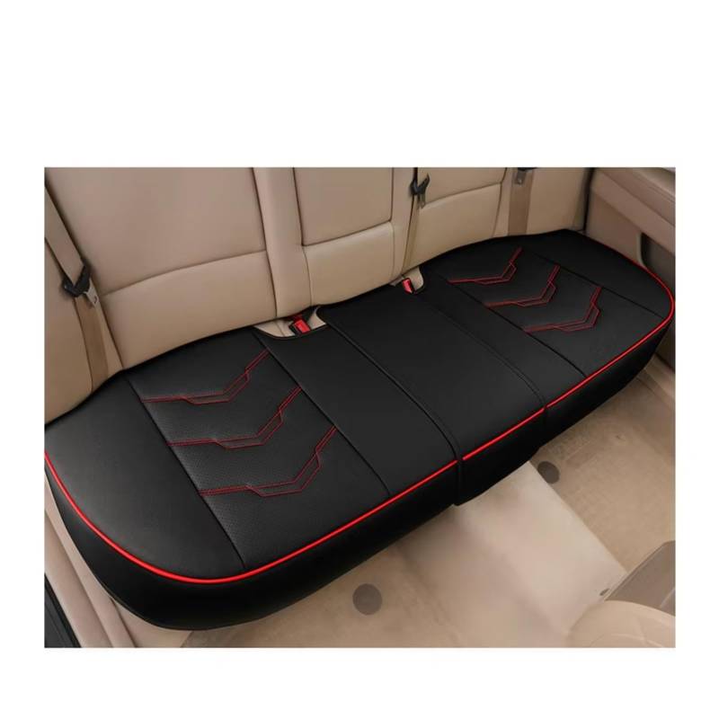 OUVECR Sitzbezüge Auto Luxus-Autositzbezug PU-Leder Sitzkissenbezüge Universelle Auto-Innensitze Schutzpolster Matte Für Vier Jahreszeiten Auto Sitzbezüge(1pc Rear Black red) von OUVECR