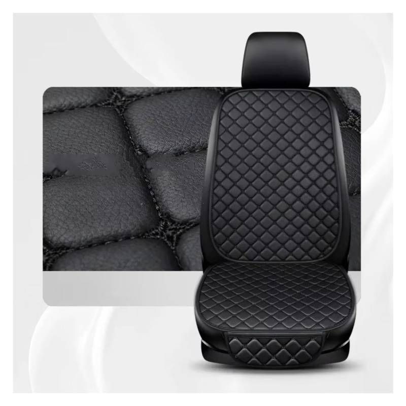 OUVECR Sitzbezüge Auto Universal Leder Autositzbezüge Vier Jahreszeiten Vorne/Hinten Sitzschutz Autositzkissen Pad Matte Auto Innen Auto Sitzbezüge(1PC Front Black) von OUVECR