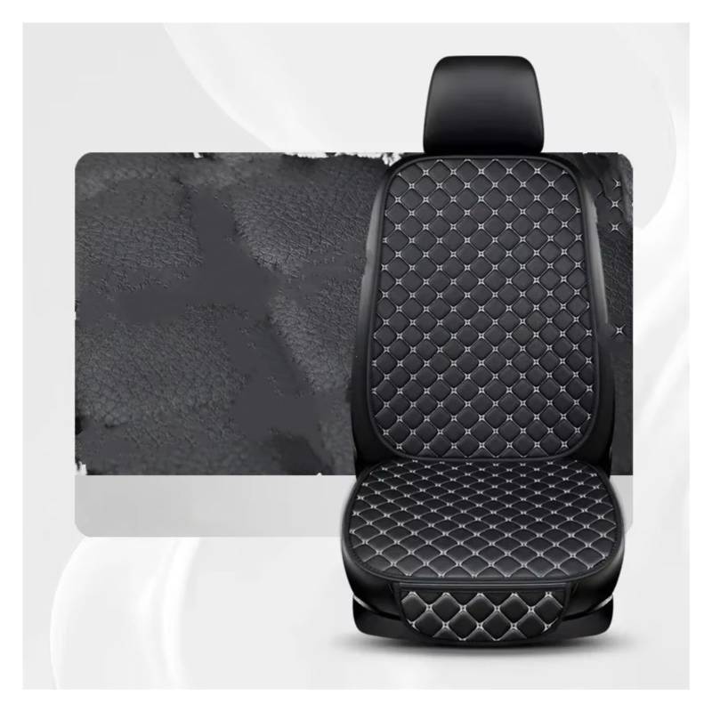 OUVECR Sitzbezüge Auto Universal Leder Autositzbezüge Vier Jahreszeiten Vorne/Hinten Sitzschutz Autositzkissen Pad Matte Auto Innen Auto Sitzbezüge(1PC Front Blackwhite) von OUVECR