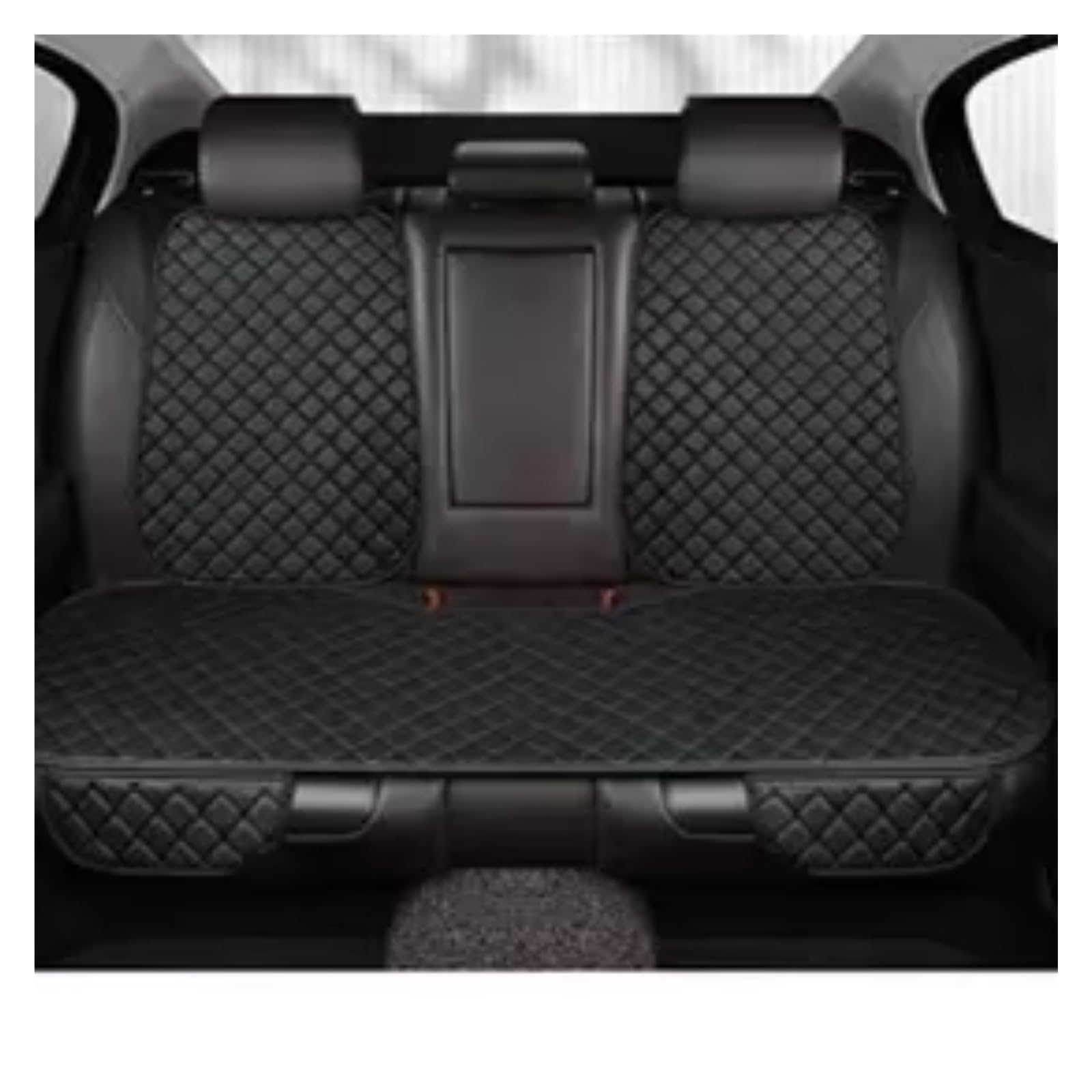 OUVECR Sitzbezüge Auto Universal Leder Autositzbezüge Vier Jahreszeiten Vorne/Hinten Sitzschutz Autositzkissen Pad Matte Auto Innen Auto Sitzbezüge(Rear Seat Black) von OUVECR