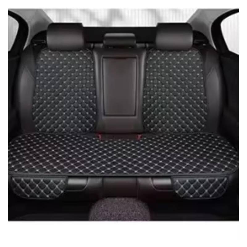 OUVECR Sitzbezüge Auto Universal Leder Autositzbezüge Vier Jahreszeiten Vorne/Hinten Sitzschutz Autositzkissen Pad Matte Auto Innen Auto Sitzbezüge(Rear Seat Blackwhite) von OUVECR