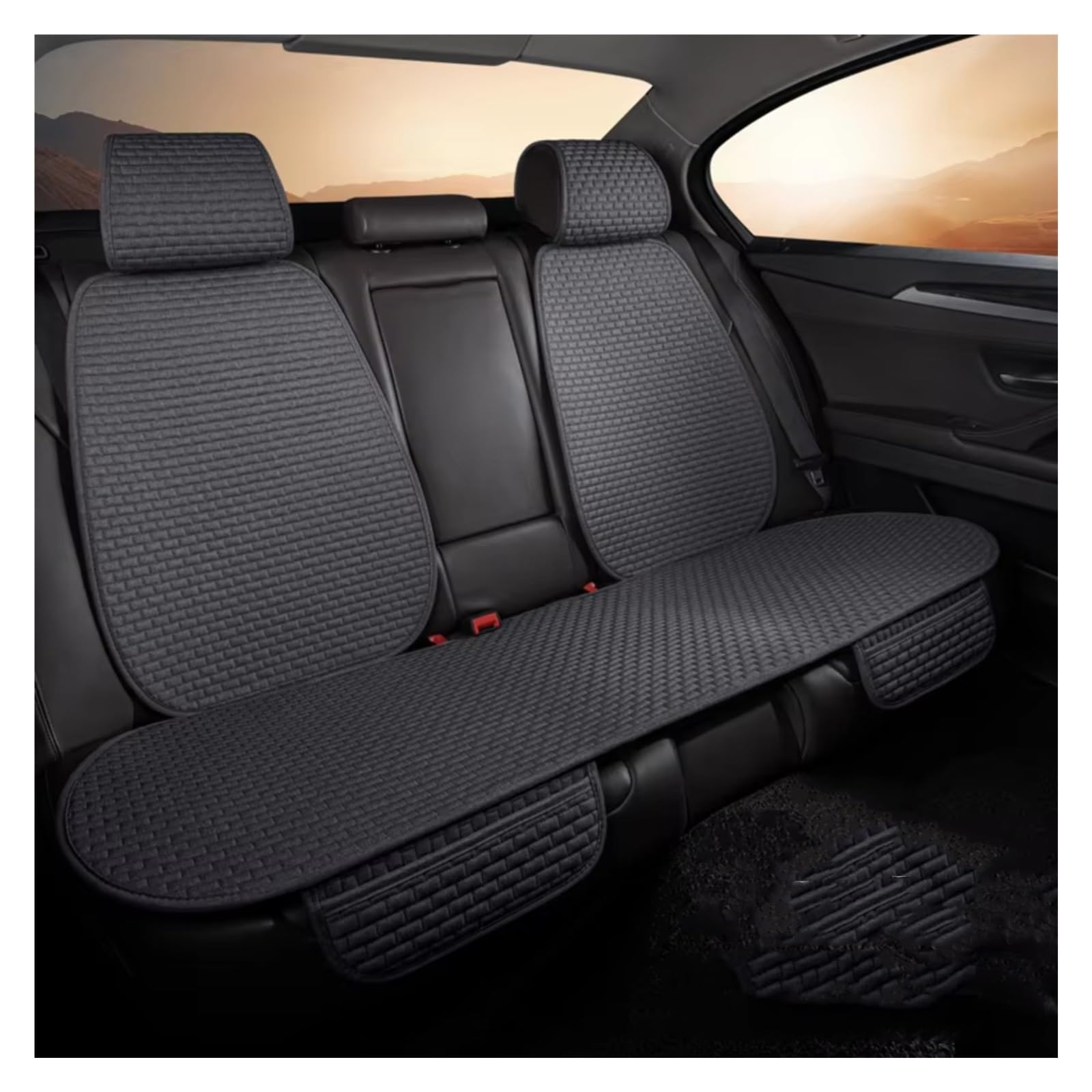 Sitzbezüge Auto Autositzbezug-Set Atmungsaktiv Aus Baumwolle Und Leinen Autositzschutz Universelles Rücksitzkissen Autositzbezüge Für Vorne Und Hinten Auto Sitzbezüge(Gray rear seat) von OUVECR