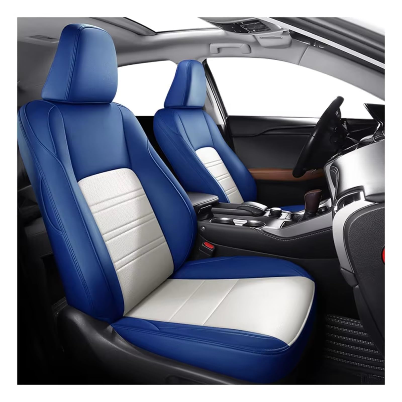 Sitzbezüge Auto Für 5 Sitze Für Lexus Für RX300 Für RX350 Für RX450 Für EX Für UX Für NX CT Autozubehör Sitzbezüge Komplettset Auto Sitzbezüge(Blue white) von OUVECR