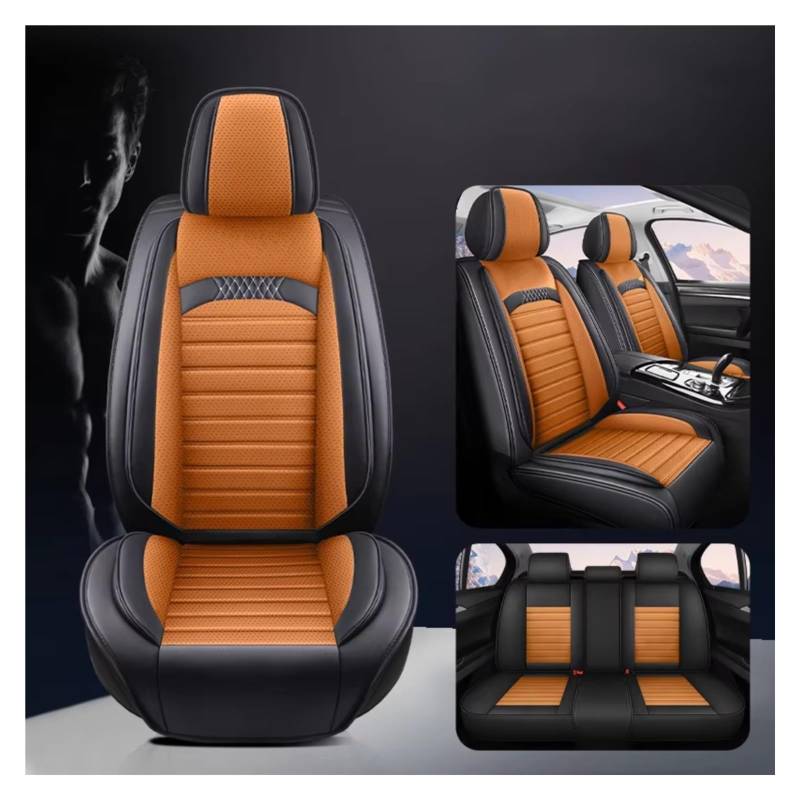 Sitzbezüge Auto Für Alle Modelle Für Land Für Cruiser Für Prado Für Yaris Für Venza Für Prius Für Camry Auto Sitz Abdeckung Auto Sitzbezüge(D Black Orange) von OUVECR