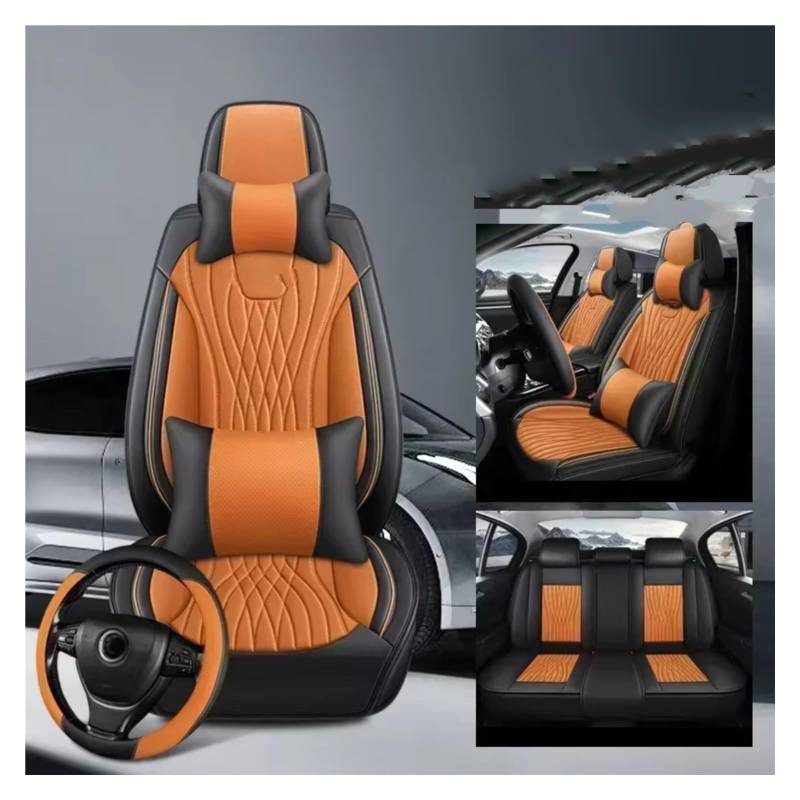 Sitzbezüge Auto Für Cadillac Für Cts Für ATS CT6 Für XTS Für Escallade XT5 Für SRX Für DTS Vollständige Abdeckung Pu Leder Auto Sitz Abdeckung Auto Sitzbezüge(N Orange 5 Seat) von OUVECR