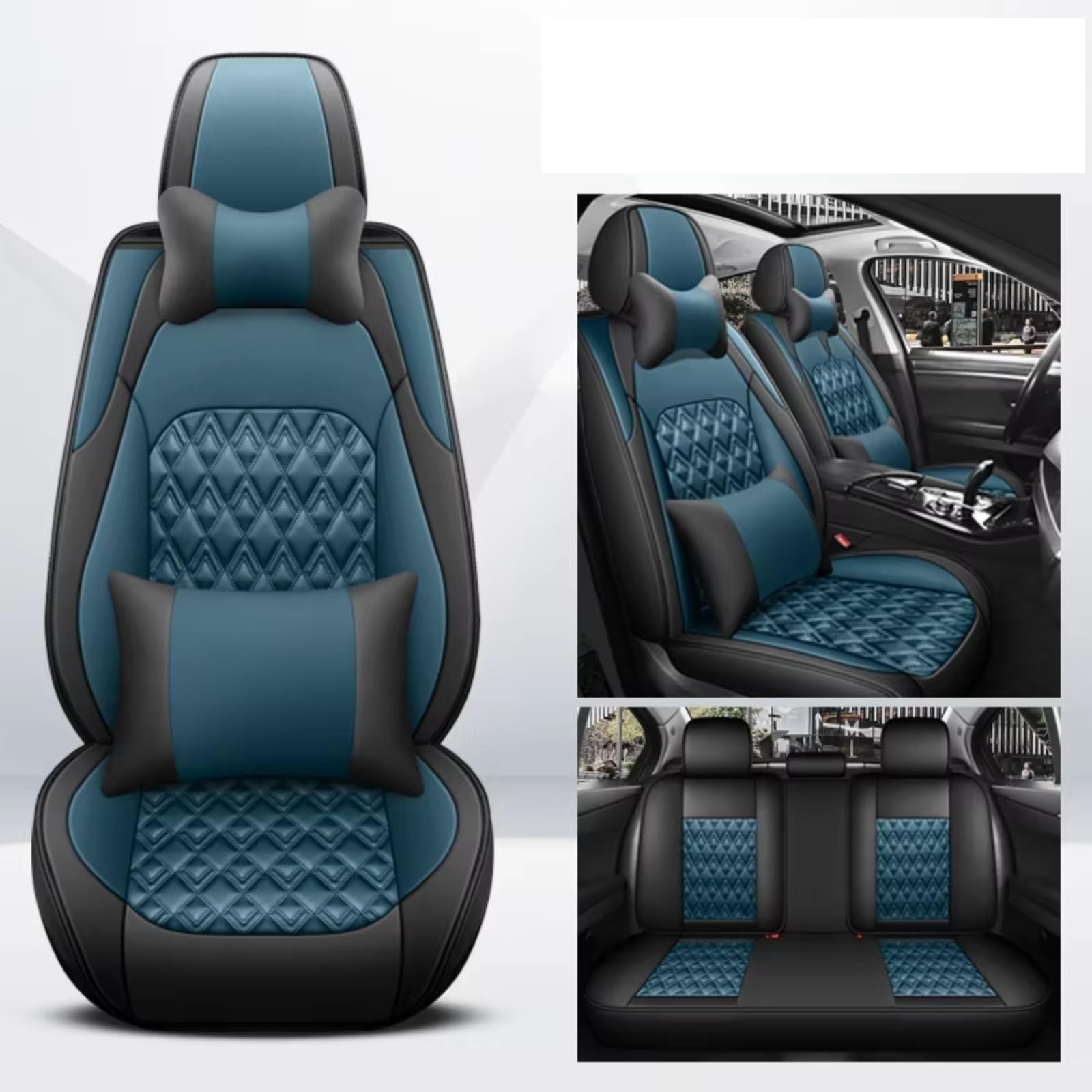 Sitzbezüge Auto Für Dodge Für Caliber Sitzkissenschutz Innenausstattung Leder Komplettset Autositzbezüge Auto Sitzbezüge(Blue 2) von OUVECR