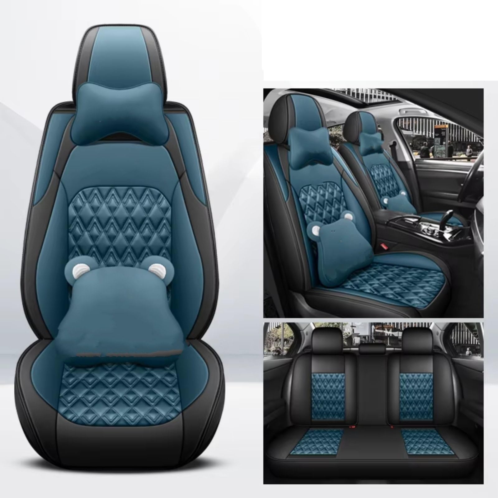 Sitzbezüge Auto Für Dodge Für Caliber Sitzkissenschutz Innenausstattung Leder Komplettset Autositzbezüge Auto Sitzbezüge(Blue 3) von OUVECR