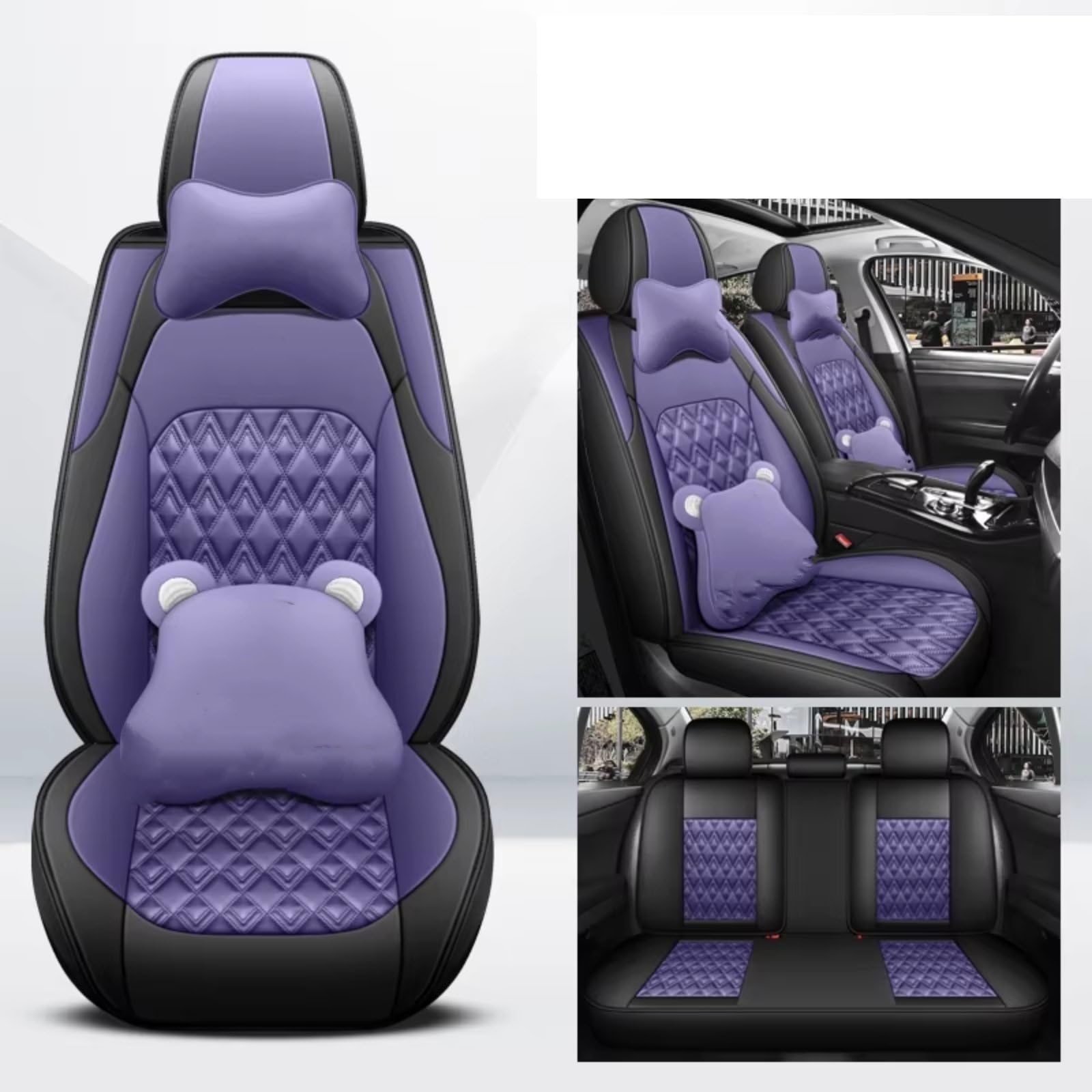 Sitzbezüge Auto Für Dodge Für Caliber Sitzkissenschutz Innenausstattung Leder Komplettset Autositzbezüge Auto Sitzbezüge(Purple 3) von OUVECR