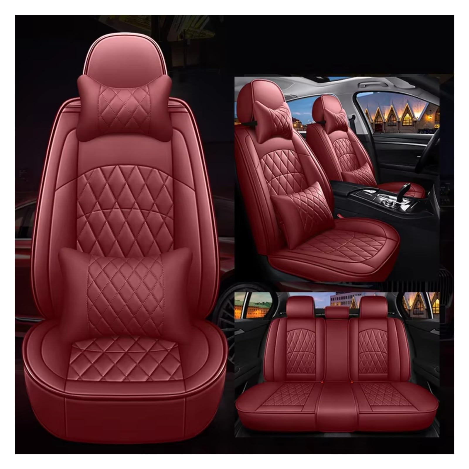 Sitzbezüge Auto Für Dodge Für Charger Für RAM 1500 2500 Für Dart Für Journey Für Challenger Für Grand Für Caravan Autositzbezug Auto Sitzbezüge(H Lafite Red) von OUVECR