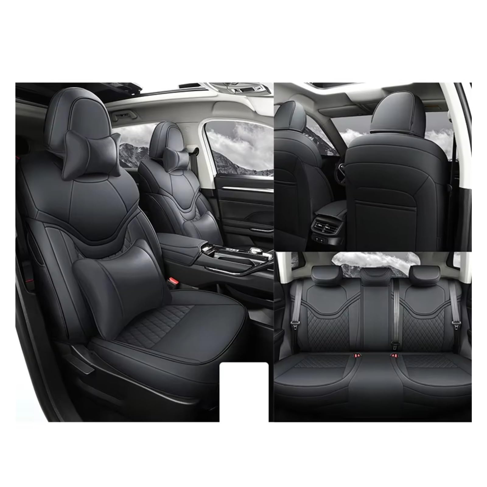 Sitzbezüge Auto Für Haval Für Jolion Komplettset 5 Sitzer Mit Vorder- Und Rücksitz-Autositz-Kits-Abdeckung Auto Sitzbezüge(H Luxury black) von OUVECR