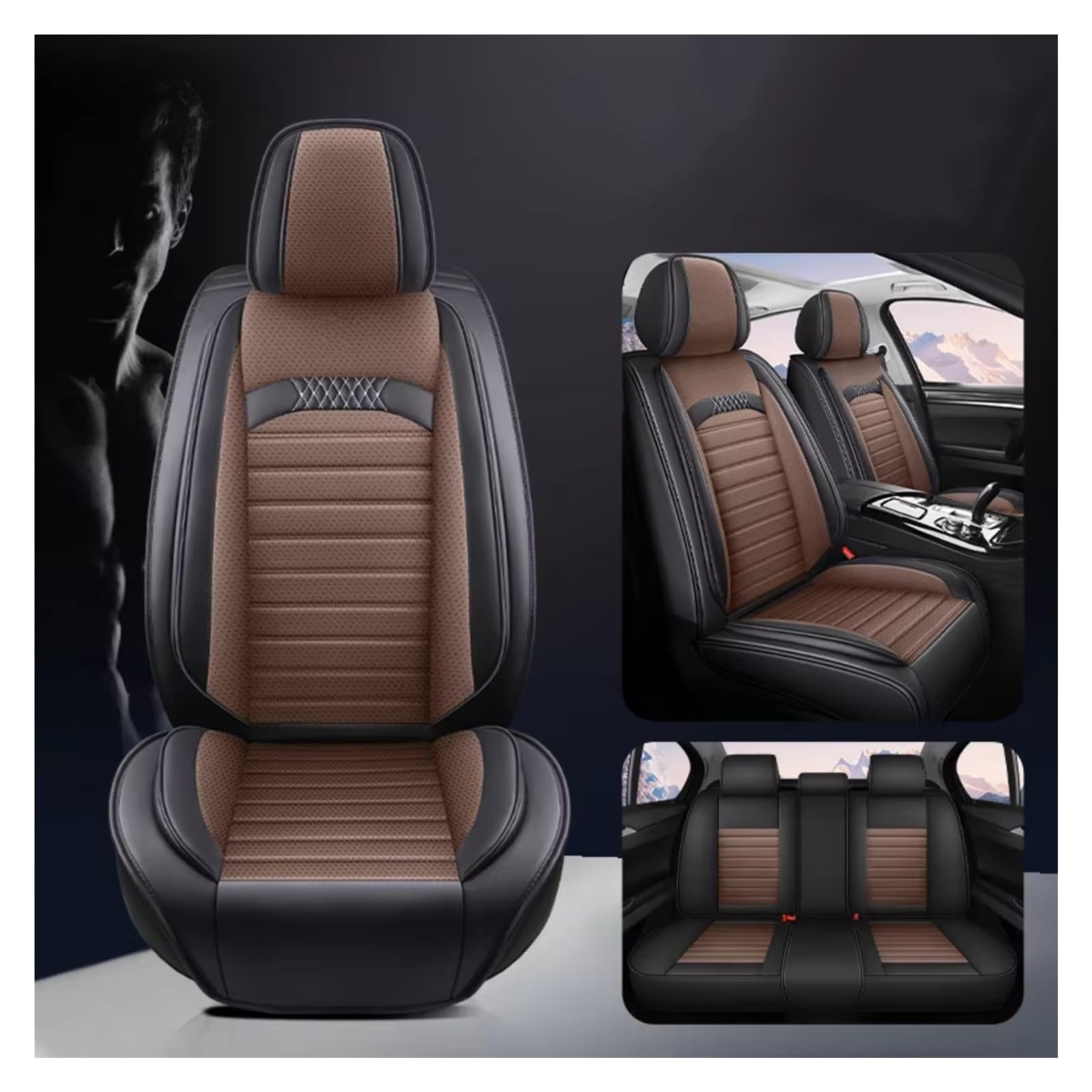 Sitzbezüge Auto Für Kia Für Rio Für Sorento Für Cerato Für Soul Für Optima Für Opirus Für Borrego VQ Auto Sitz Abdeckung Auto Sitzbezüge(F Black coffee) von OUVECR