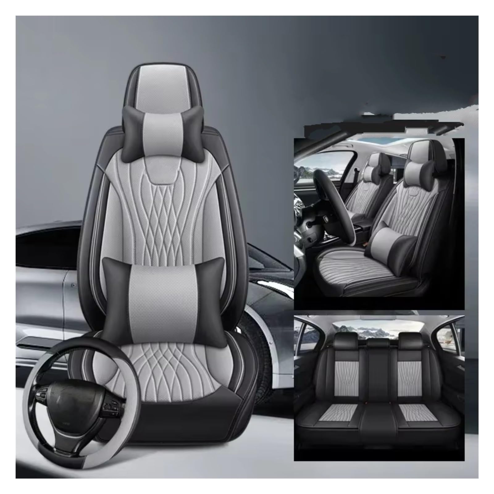 Sitzbezüge Auto Für Lixiang L6 L7 L8 L9 Für Zeekr 001 007 Auto Zubehör Vollständige Abdeckung Pu Leder Auto Sitz Abdeckung Auto Sitzbezüge(K Gray 5 Seat) von OUVECR