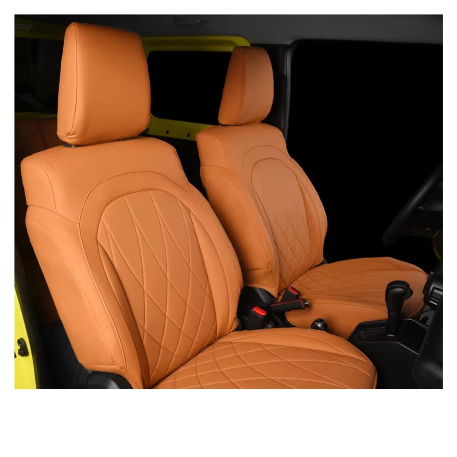 Sitzbezüge Auto Für Suzuki Für Jimny JB64 Für JB74 Leder Auto Innen Zubehör 2019-2022 Auto Sitzbezüge Schutz Kissen Pad Auto Sitzbezüge(D Brown Full Set) von OUVECR