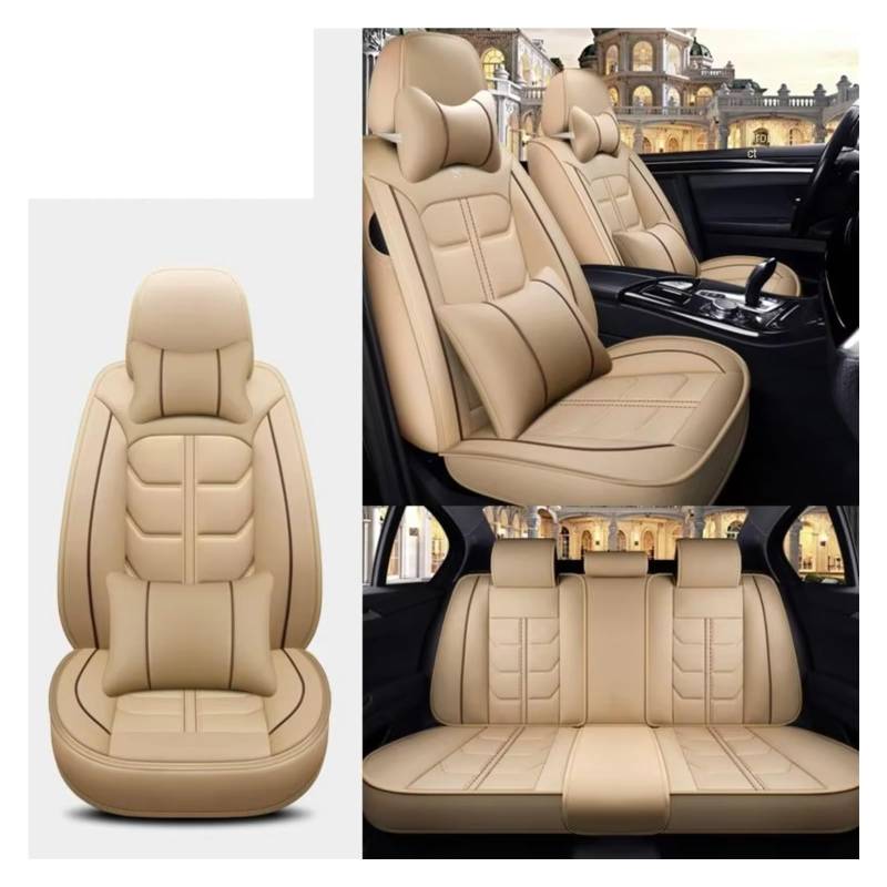 Sitzbezüge Auto Für Volvo Alle Modelle S60 S80 C30 XC60 XC90 S40 V40 V90 V60 XC-Classi S90 Auto Sitz Abdeckung Leder PU Auto Sitzbezüge(Beige Pillow) von OUVECR