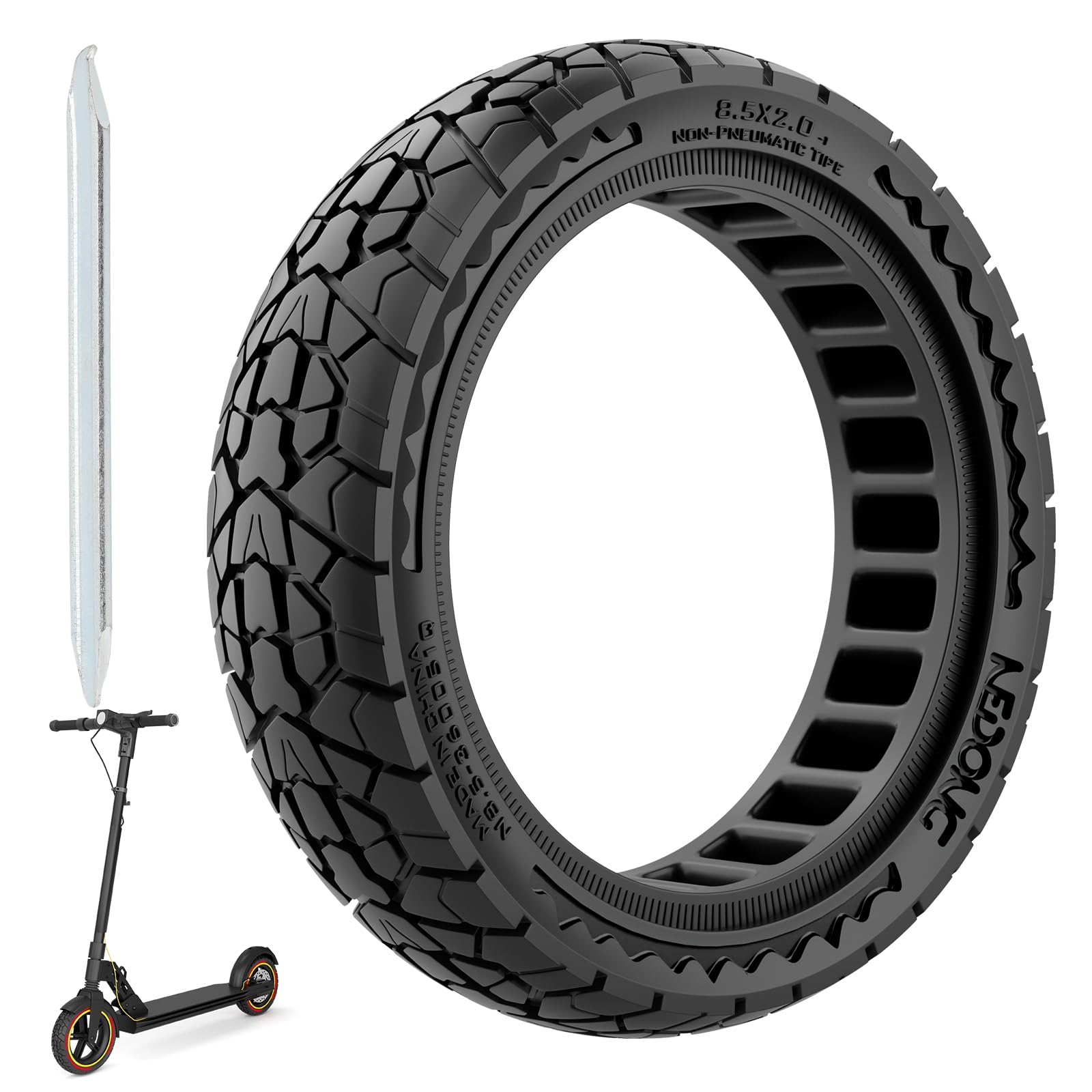 OUXI 8,5 Zoll E-Scooter Off-Road Reifen für Xiaomi Pro 2/M365 / M365 Pro/1S /3/3 Lite/Essential und alle 8,5 Zoll Scooter Reifen,Rutschfest,Pannensicher,Solide 8,5 Zoll vorne/hinten(Schwarz 1Stück) von OUXI