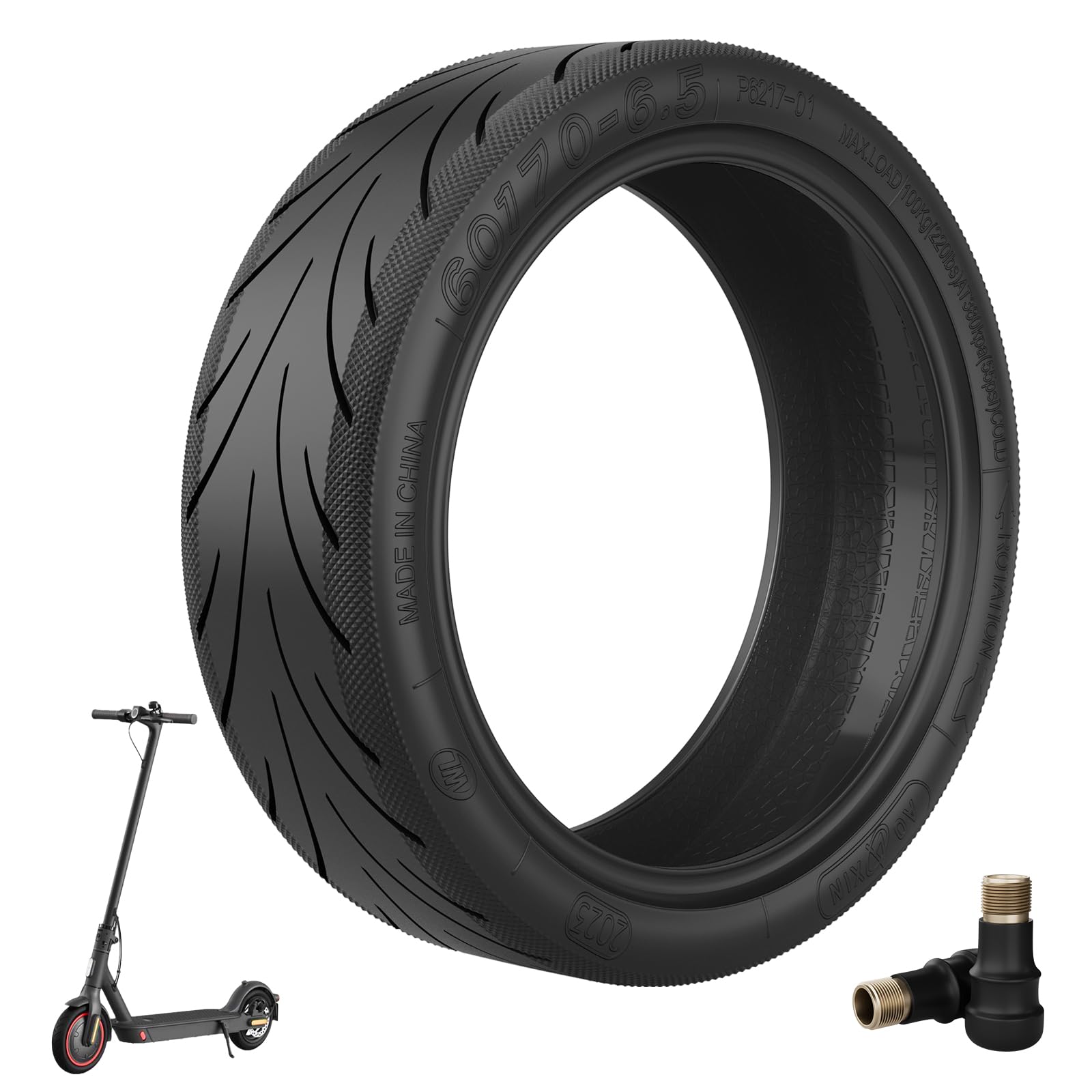 OUXI 10 Zoll Tubeless-Ersatzräder für Ninebot G30 Max /G30D 60/70-6.5 Tubeless-Gummireifen, 60/70-6,5 Zoll-Räder, hochelastischer Elektroroller-Ersatzreifen von OUXI