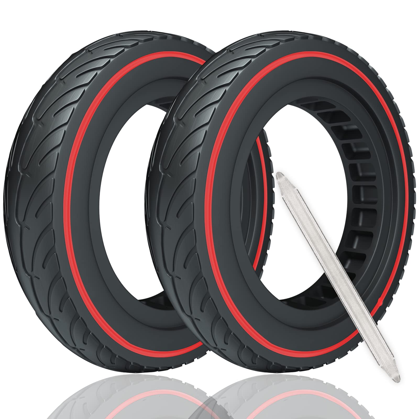 OUXI Xiaomi M365 Reifen, 8,5 Zoll Ersatzreifen Solid Reifen Für Mijia Mi Xiaomi M365/M365 Pro Elektro-Scooter Vollgummi Tyre Reifen 8.5 Zoll Ersatzräder (L-2 Stück Rote) von OUXI