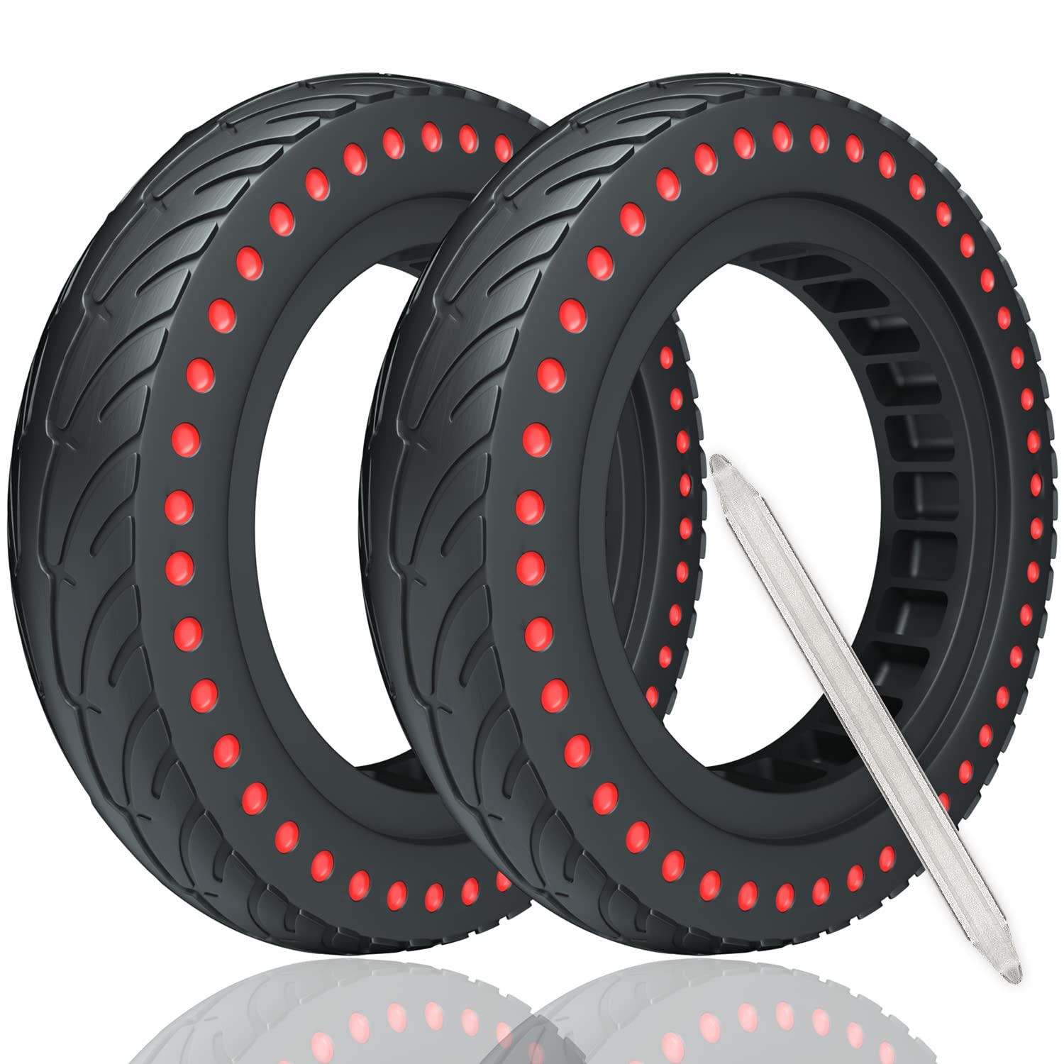 OUXI Xiaomi M365 Reifen, 8,5 Zoll Ersatzreifen Solid Reifen Für Mijia Mi Xiaomi M365/M365 Pro Elektro-Scooter Vollgummi Tyre Reifen 8.5 Zoll Ersatzräder (R-2 Stück Rote) von OUXI