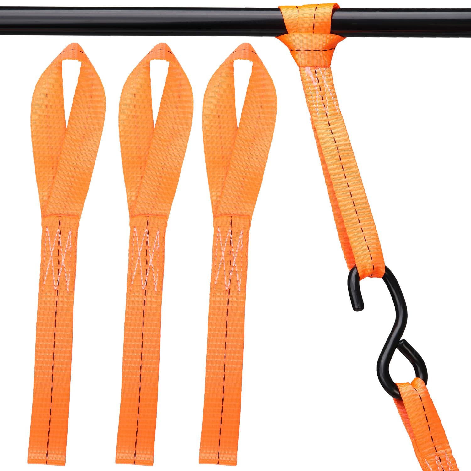 schlaufen Spanngurt 4 x 800 kg Frachtgurte Zurrschlaufen Support-Strap für Auto Transport, Motorrad Dirtbike ATV UTV,30 cm lang, 25mm breit - EN-12195-2,Orange von OVAKIA