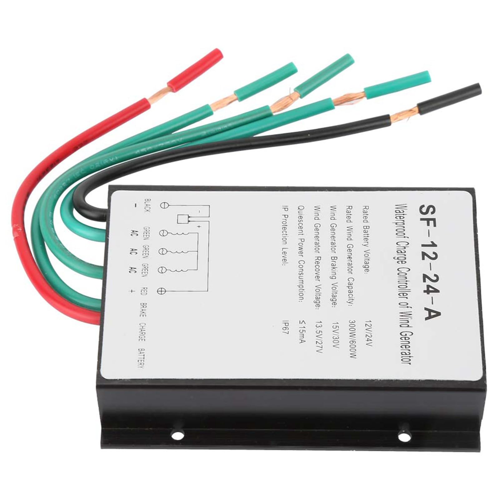 12V/24V 300W/600W Wasserdichter Windgenerator-Laderegler, Automatische Spannungserkennung, LED-Anzeige von OVAQUIXI