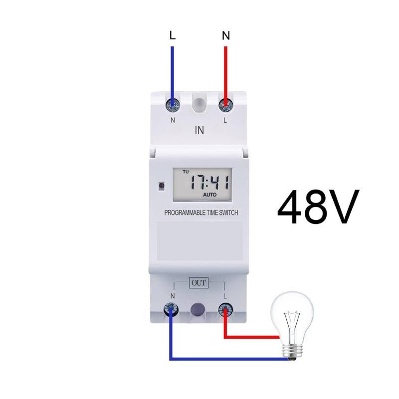 New type Din Rail single phase Weekly 7 Days Programmable Digital TIME SWITCH Relay Timer Control AC 220V 230V 12V 24V 48V 16A OVBVJPFDUU(30A,48V AC DC) von OVBVJPFDUU