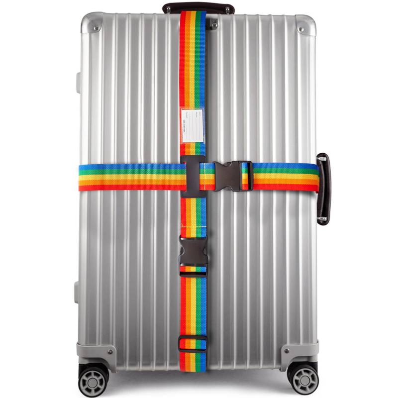 OW Travel Kofferband Gurt Kreuz Schwerlast Personalisierter Koffergurt Kreuz mit Adressschild: Luggage Strap Koffer Gurte Gepäckgurt Koffer Gurt Koffer Band Koffergurte farbig Koffergurte Regenbogen von OW-Travel