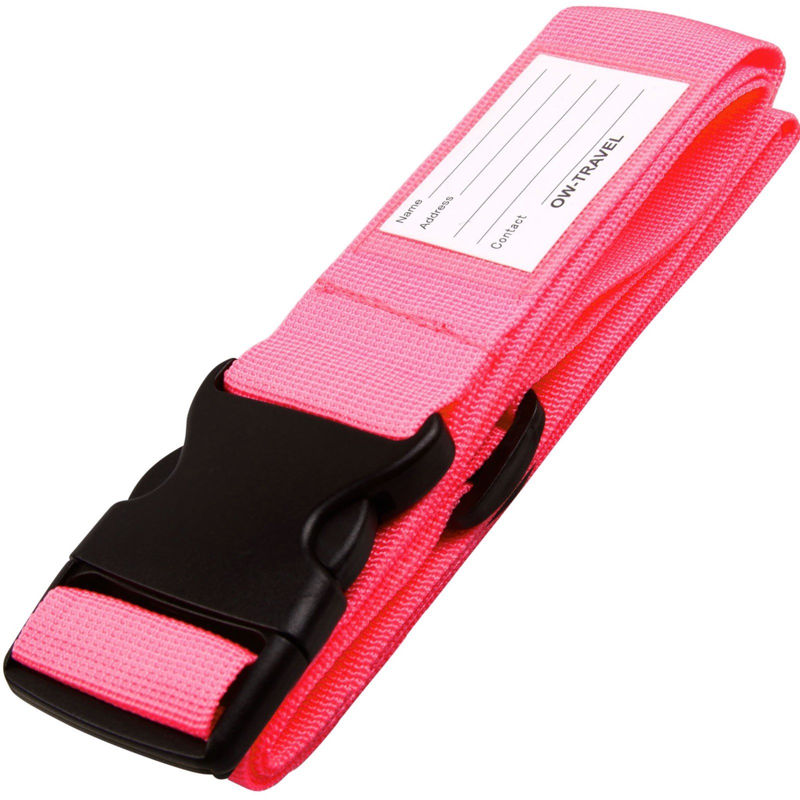 OW Travel Kofferband Gurt Schwerlast Personalisierter Koffergurt mit Adressschild: Luggage Strap Koffer Gurte Gepäckgurt Koffer Gurt Koffer Band Koffergurte farbig Koffergurte 1 Stück Pink von OW-Travel