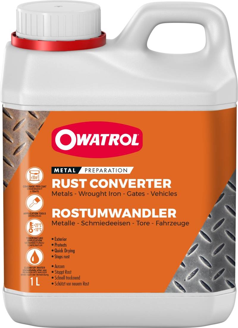 OWATROL® Rostumwandler [1Liter] - Rostumwandler mit Grundierung - Auto - Rostschutzgrundierung - Rostumwandler Kfz - Rust Converter- Grundierung Metall von OWATROL