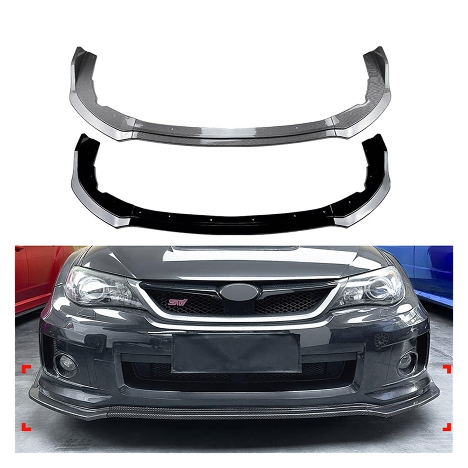 OWENJIAN Auto Front Stoßstange Lip Splitter Diffusor Body Kit Spoiler Stoßstange Schutzfolie Auto Zubehör Kompatibel for STI Subaru WRX STI 2011-2014(Carbon Look) von OWENJIAN