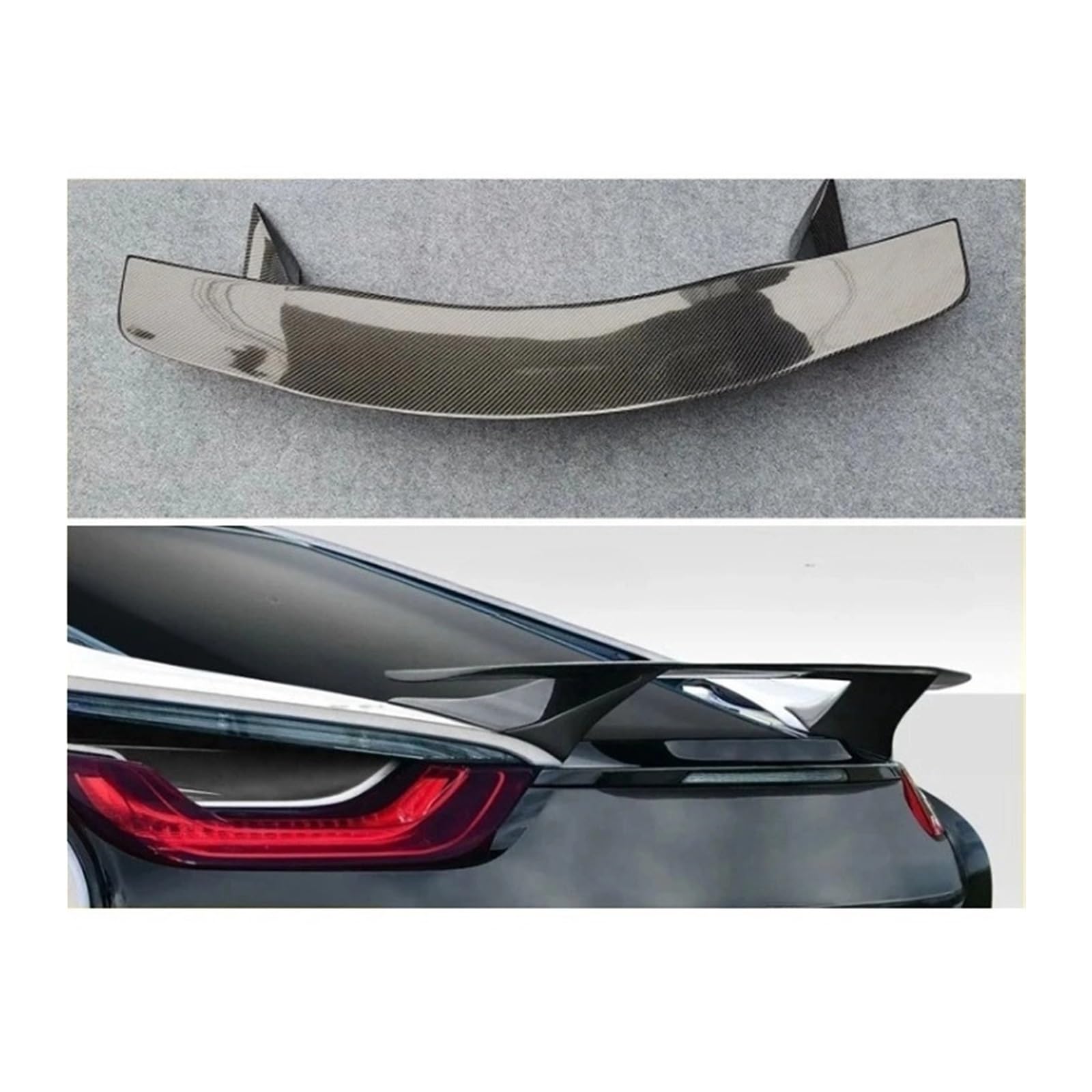 OWENJIAN Carbon Fiber Spoiler Stamm Lip Boot Flügel Dekoration Kompatibel for BMW I8 Hinten Gepäckraum Spoiler Auto Flügel 2014-2019(Glossy black1) von OWENJIAN