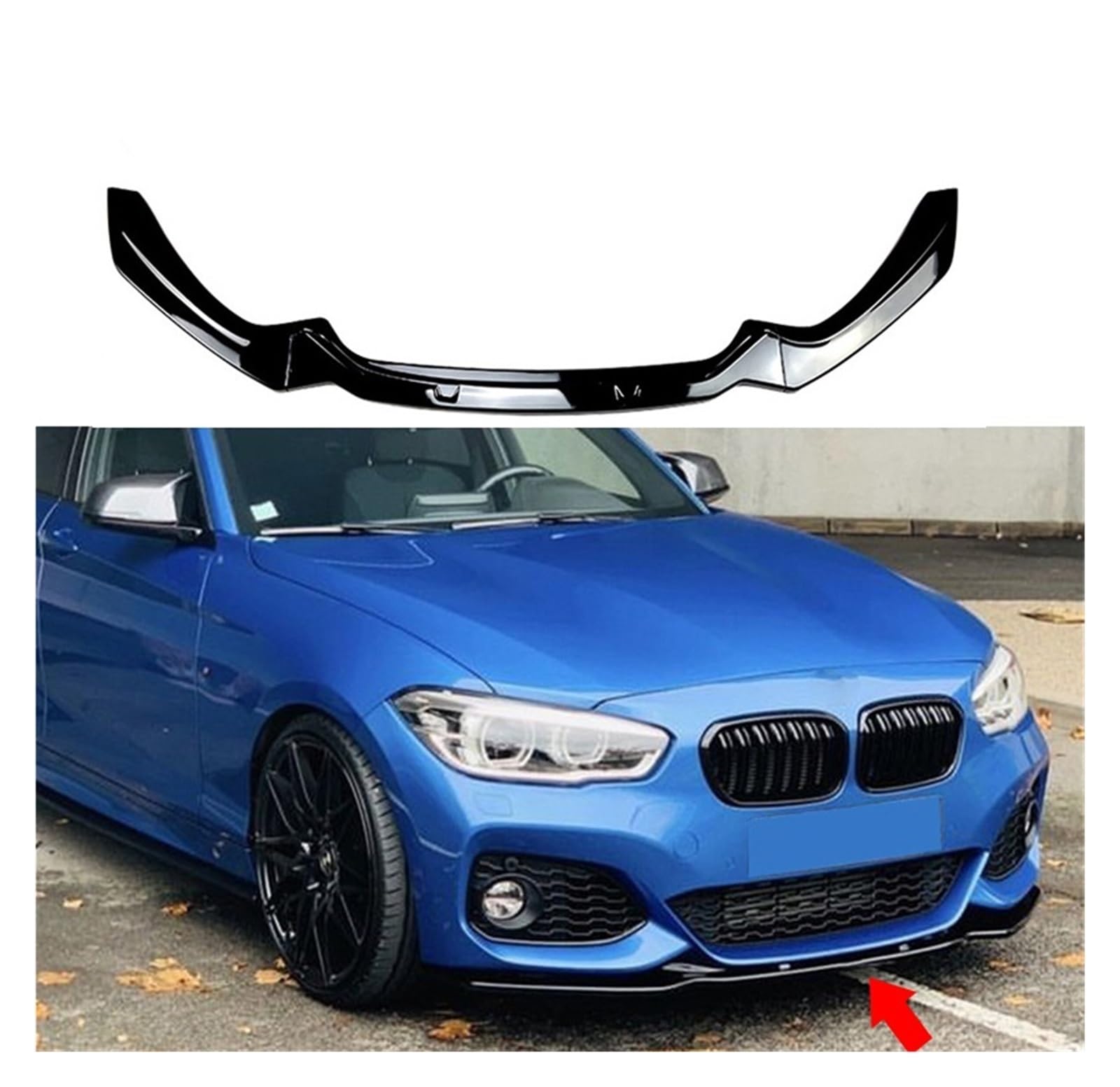 OWENJIAN Frontstoßstange Unterkinn Lippenrock Spoiler Lip Wing Body Kit Splitter Trim 2015–2019 kompatibel for BMW 1er F20 F21 M-Pack 118i 120i(Glossy black1) von OWENJIAN