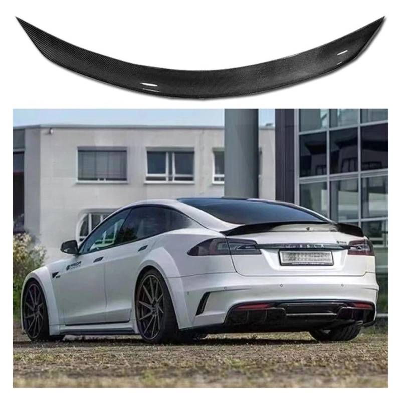 OWENJIAN Geschmiedeter Kohlefaser-Heckspoilerflügel, kompatibel mit Tesla Model S 2014–2019, Kofferraum-Lippenflügel-Spoiler(3M Glue) von OWENJIAN