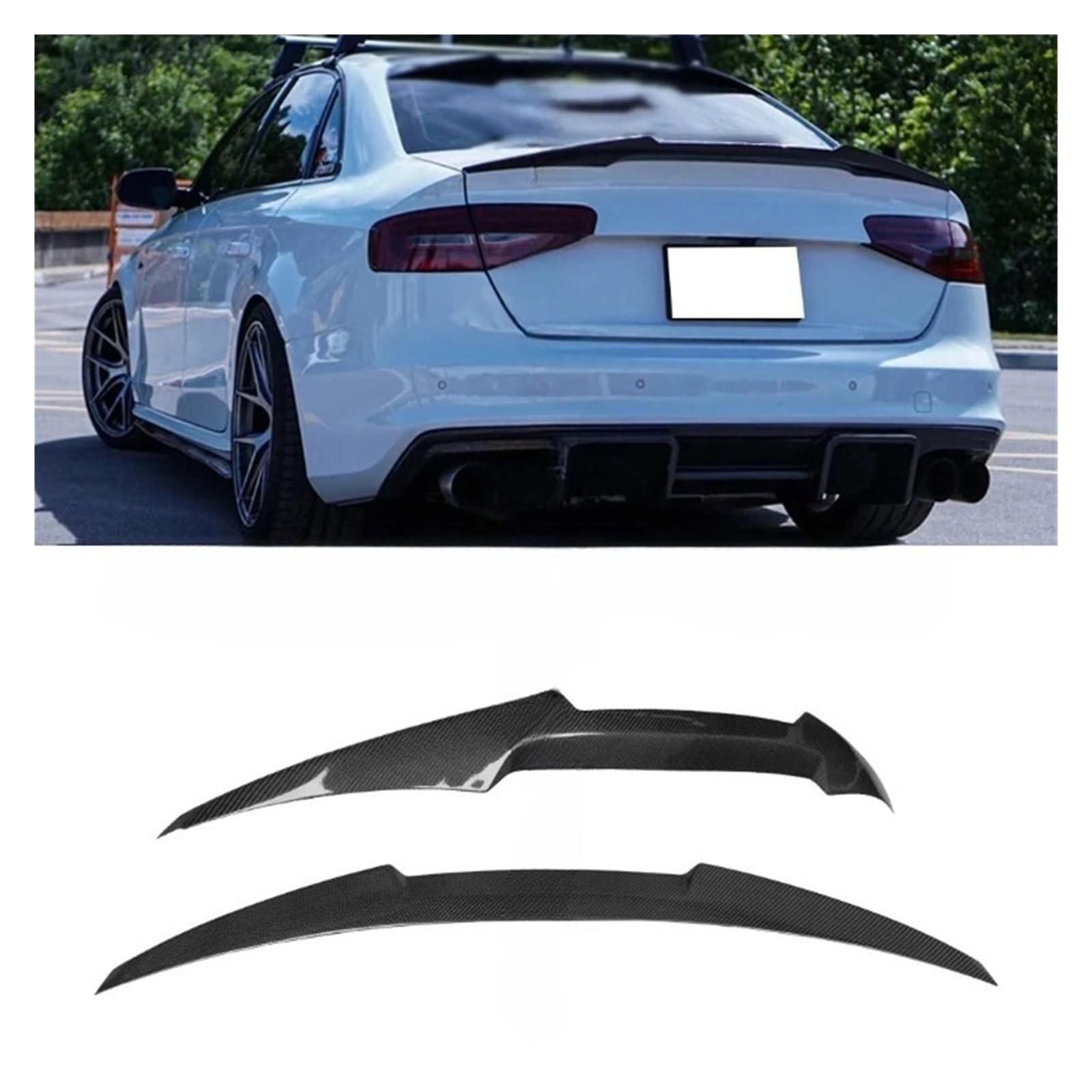 OWENJIAN Kompatibel for Audi A4 B8.5 Limousine, kompatibel for HK/M4/PSM-Stil, Kohlefaser-Heckspoiler, Kofferraumflügel 2012–2015(M4 Style Spoiler) von OWENJIAN