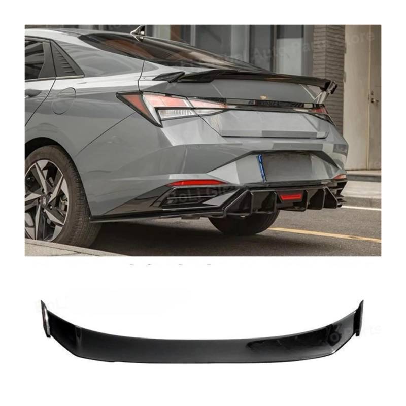 OWENJIAN Kompatibel for Hyundai 7. Generation Elantra Spoiler Elantra 2021 2022 2023 2024 Heckschwanz Fester Windflügel JDM Samurai-Stil Spoiler Flügel(Glossy black1) von OWENJIAN