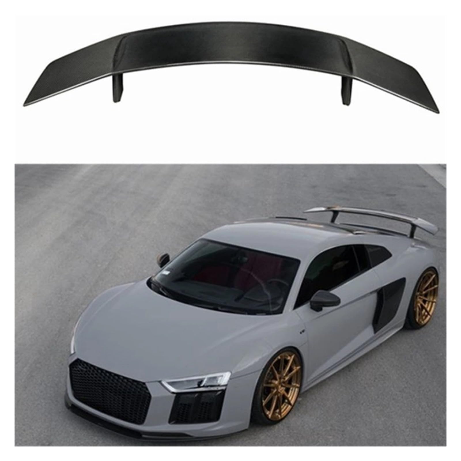 OWENJIAN Real Carbon Fiber Auto Heckflügel Stamm Lip Spoiler Kompatibel for Audi R8 V10 Coupe 2016 2017 2018 2019(Carbon Fiber 1) von OWENJIAN