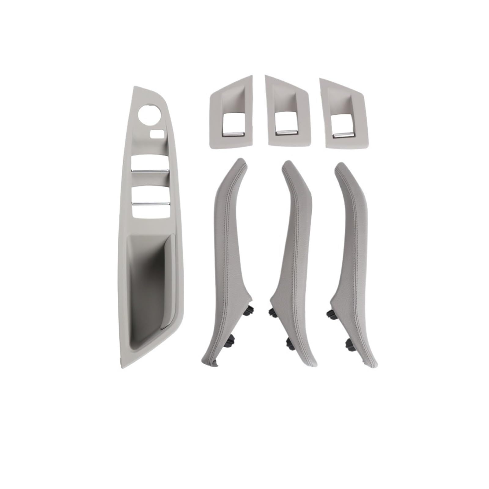 OWENJIAN Türgriffe for die linke und rechte Seite, for Fahrerautos, Innenausstattung aus Leder, 7-teilig, komplettes Set, kompatibel mit BMW 5er-Serie F10 F11 51417225866(LHD Gray) von OWENJIAN