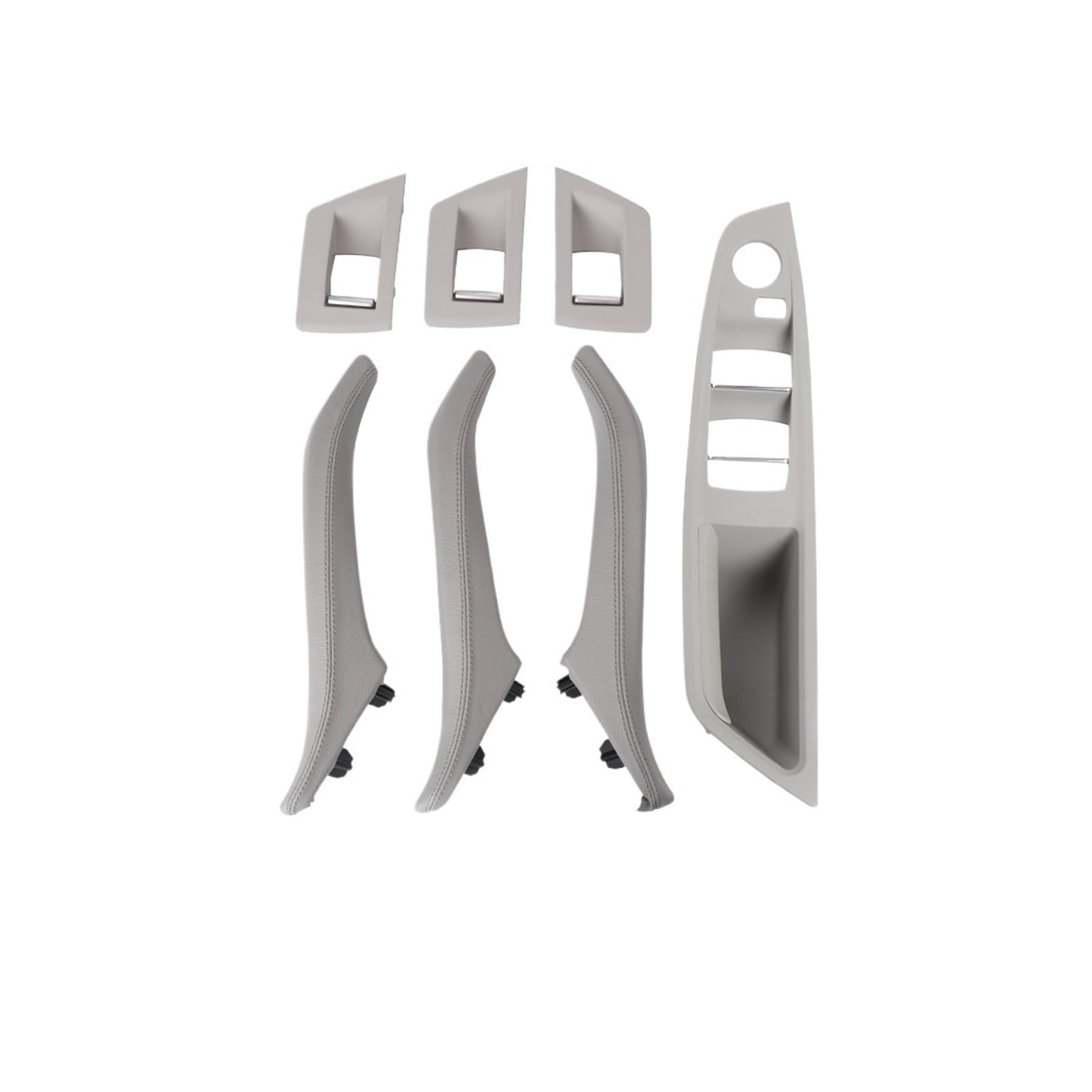 OWENJIAN Türgriffe for die linke und rechte Seite, for Fahrerautos, Innenausstattung aus Leder, 7-teilig, komplettes Set, kompatibel mit BMW 5er-Serie F10 F11 51417225866(RHD Gray) von OWENJIAN