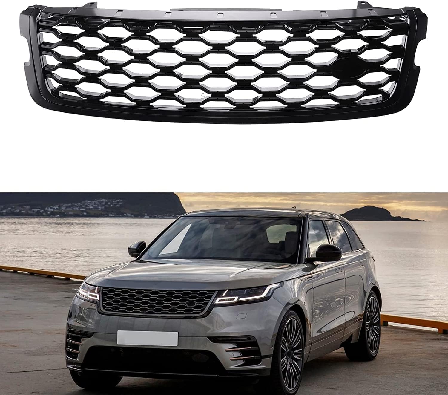 Auto Front Kühlergrille für Range Rover Velar 2018 2019 2020 2021, Dauerhaft Wasserdicht Frontstoßstange Vorne Grill Abdeckung Autoteile von OWNA